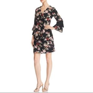 Sam Edelman Black Floral Bell Sleeve Shift Dress